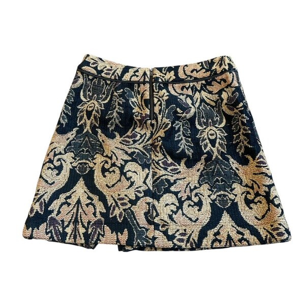 Free People Winter Warrior Brocade Mini Skirt Gold Black Thick Fabric Size 6 - Picture 7 of 12